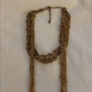 Gold Long Chain Fringe Choker Necklace